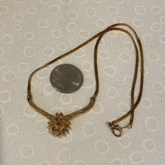 ❤️❤️ VTG 14K Gold Filled Red Rhinestone Pendant Necklace - Picture 8 of 8